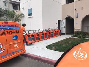 Air Movers and Purifiers at a Fire Damage Job Site