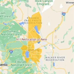 map of northern nevada service area for 911 Restoration Reno